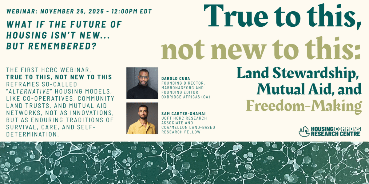 Flyer with the text ‘True to this, not new to this: Land Stewardship, Mutual Aid, and Freedom-Making – November 26.’ Text-heavy design with event title prominently displayed.